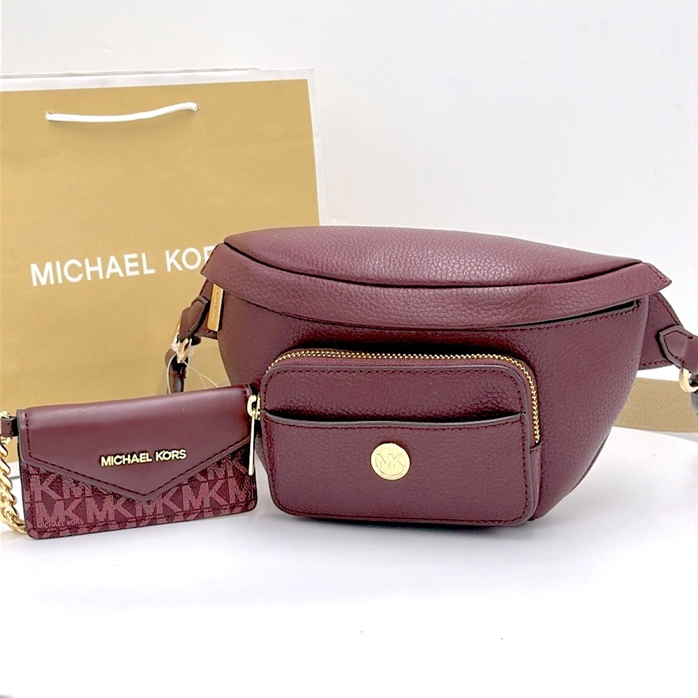 Michael Kors Maisie 2 In 1 Small Leather Waist pack Fanny pack Bag (Oxblood) MK